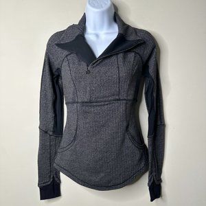 Lululemon Heathered Herringbone Black/Grey Base Runner 1/2 Zip Women's 2